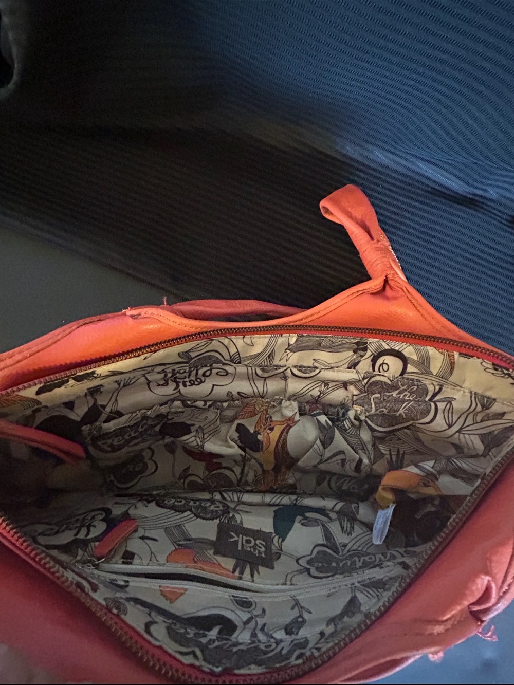 The Sak Orange Pebbled Leather Tote Shoulder Bag - Picture 6 of 8